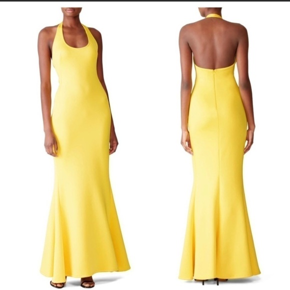 Black Halo Dresses & Skirts - Black Halo Napa Halter dress in a vibrant yellow size 12. Trumpet skirt